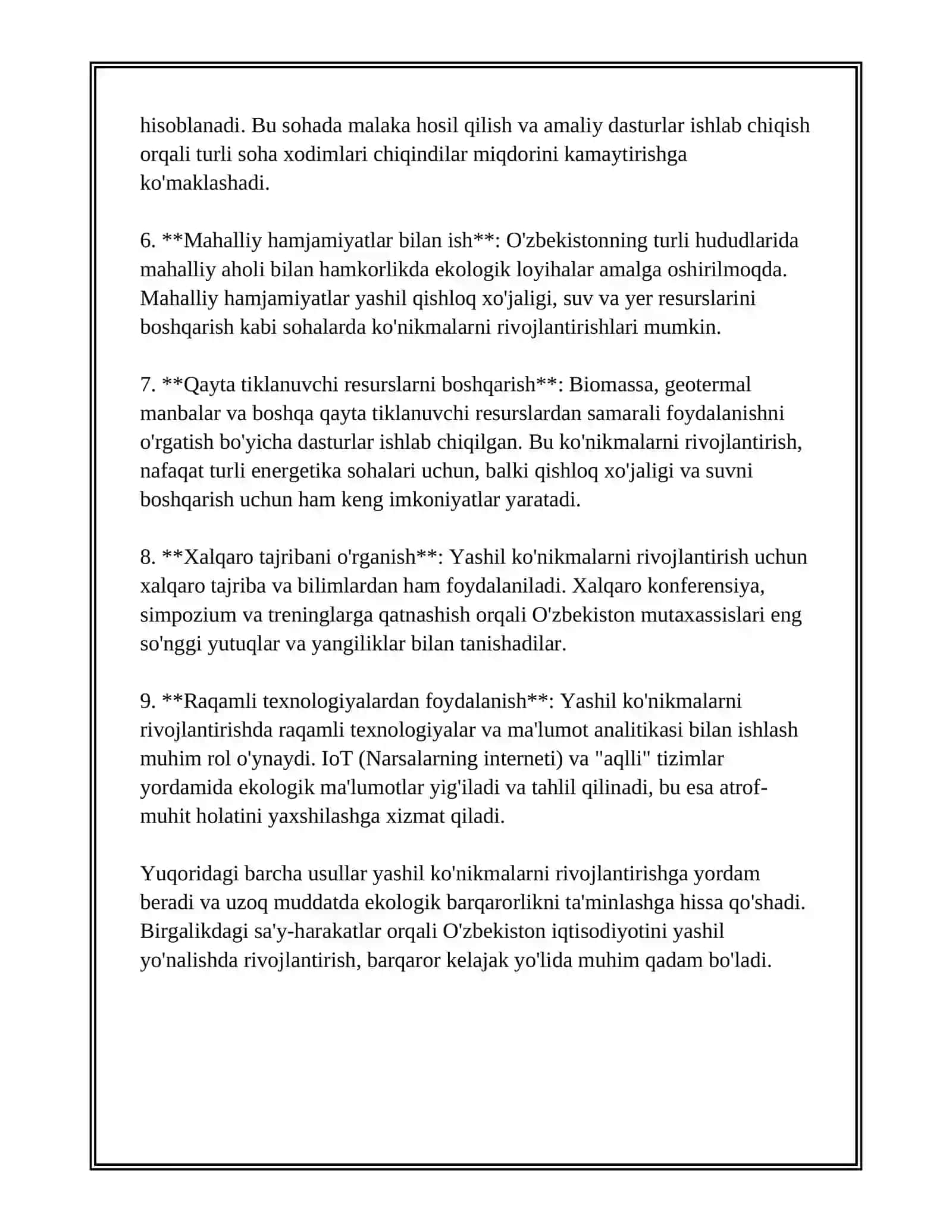YASHIL KOʻNIKMALAR VA UNING FOYDALI JIHATLARI 4