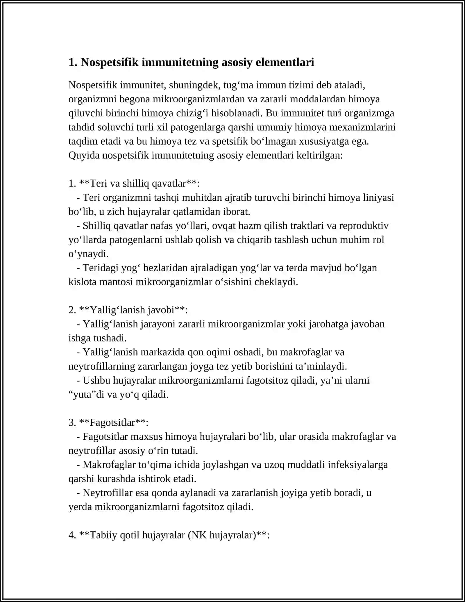 ORGANIZMNING NOSPETSIFIKI HIMOYA OMILI.NOSPETSIFIK HIMOYA OMILLARING HUJAYRAVIY OMILLARI - FAGOSITOZ 4
