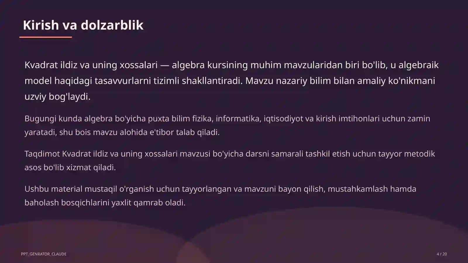Kvadrat ildiz va uning xossalari (8-sinf) 4