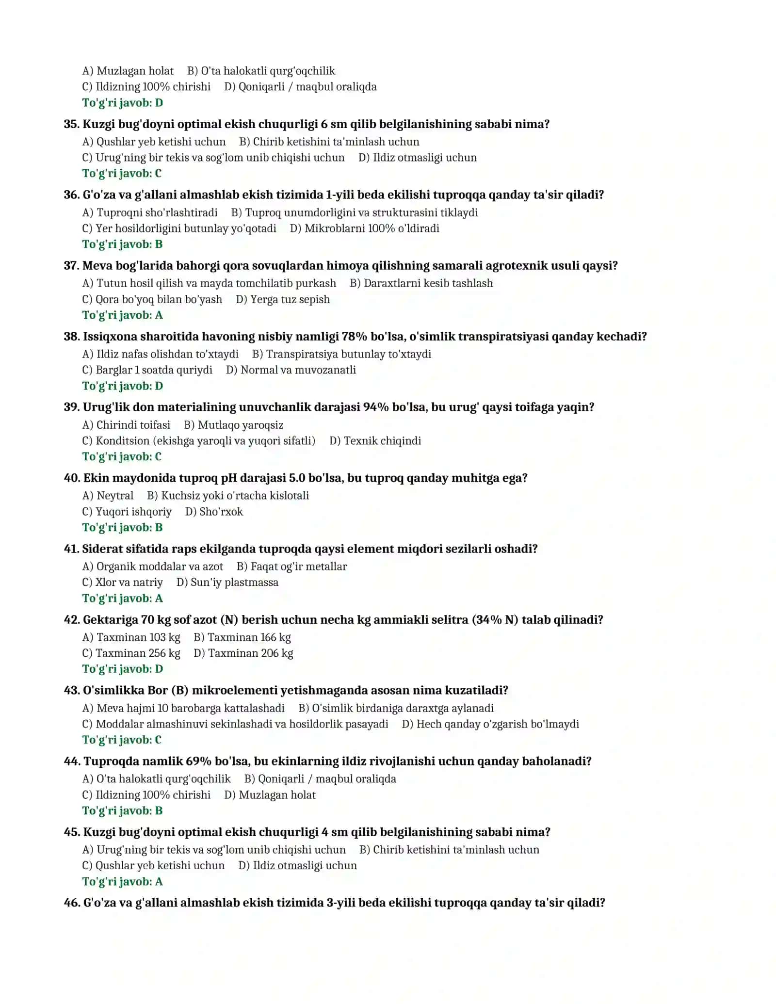 AGROS VA IQ TESTLARI (1000 TA SAVOL VA JAVOBLAR) 4