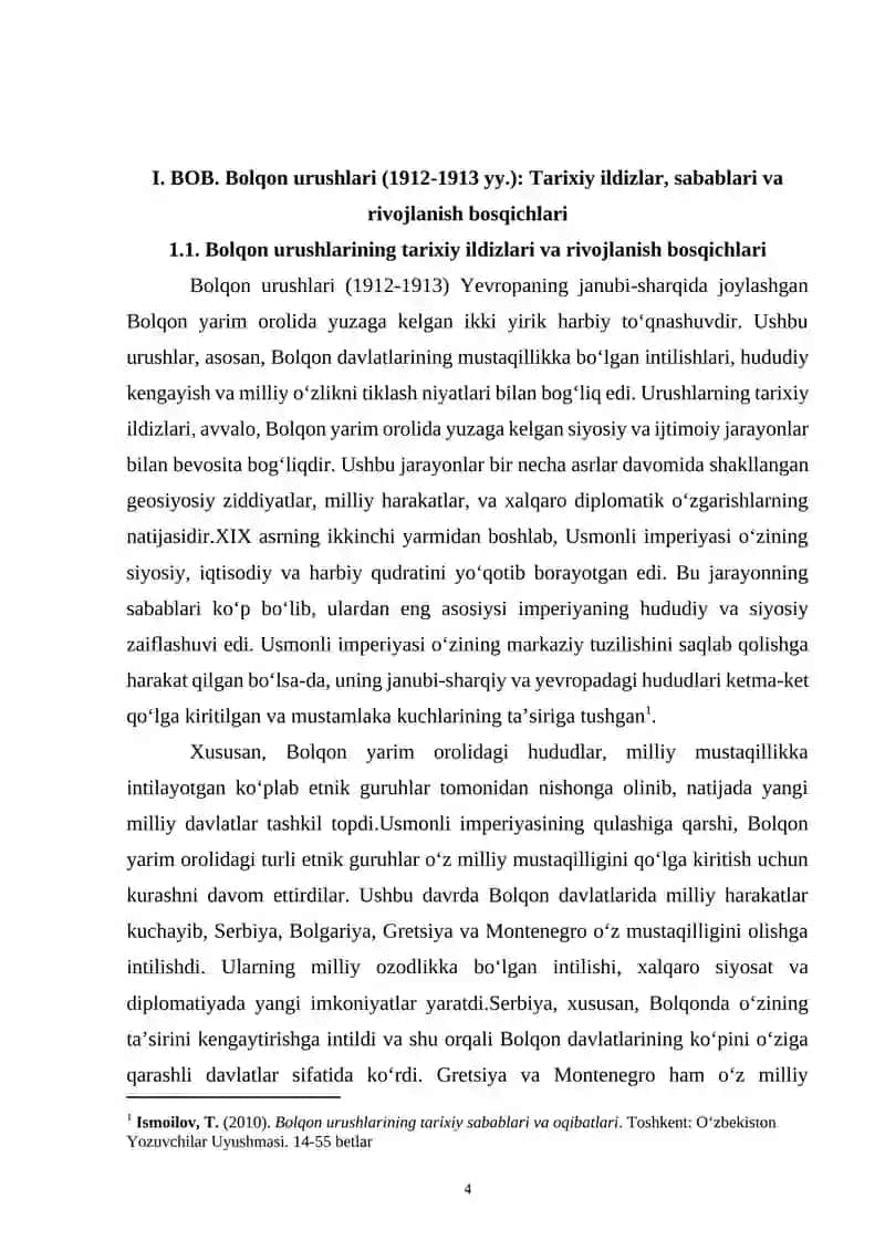 Bolqon urushlari (1912-1913 yy.) Tarixiy ildizlar, sabablari va rivojlanish bosqichlari 4