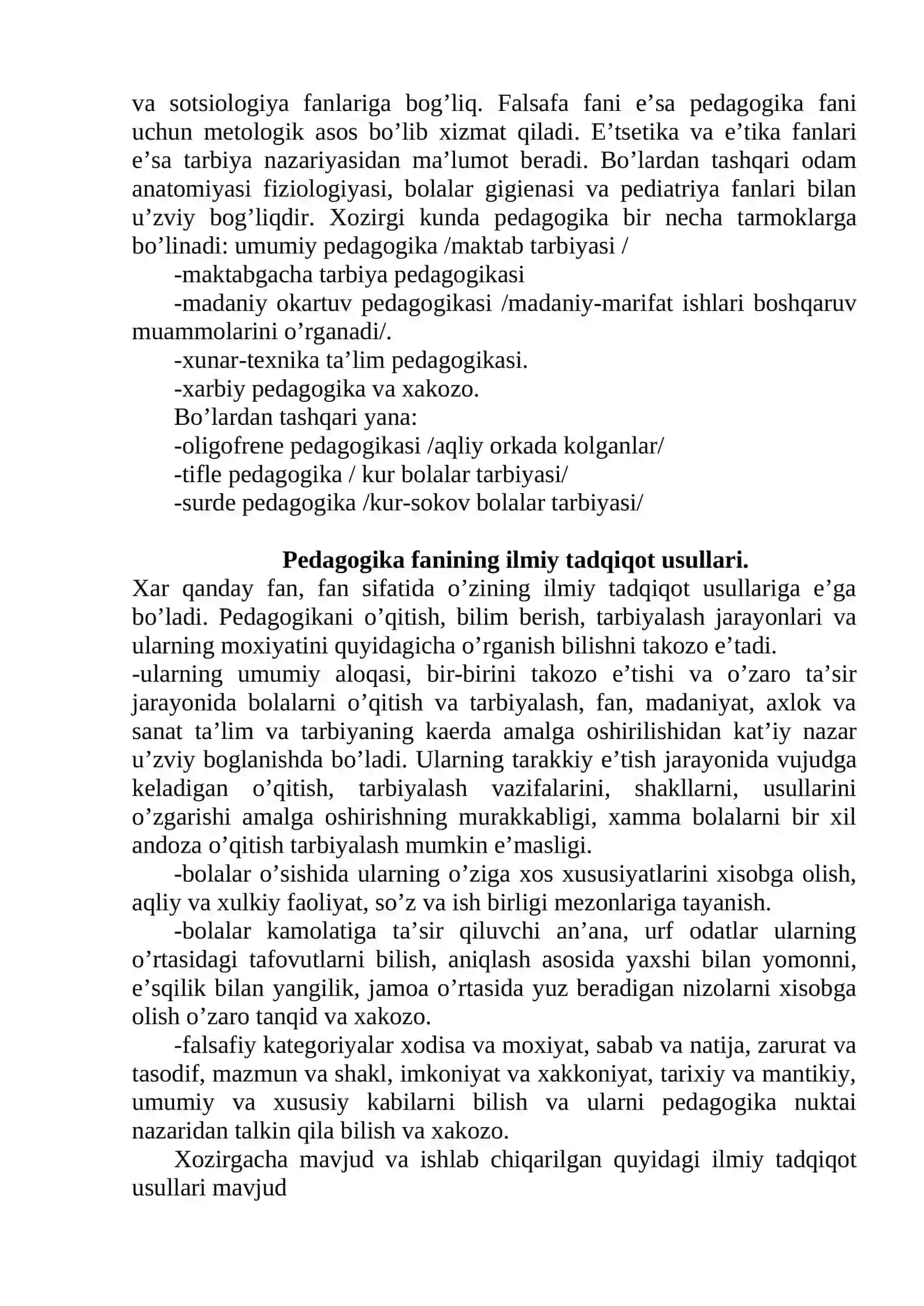 PEDAGOGIKA FANI. UNING MAQSADI, VAZIFALARI VA ILMIY TADQIQOT USULLARI 4