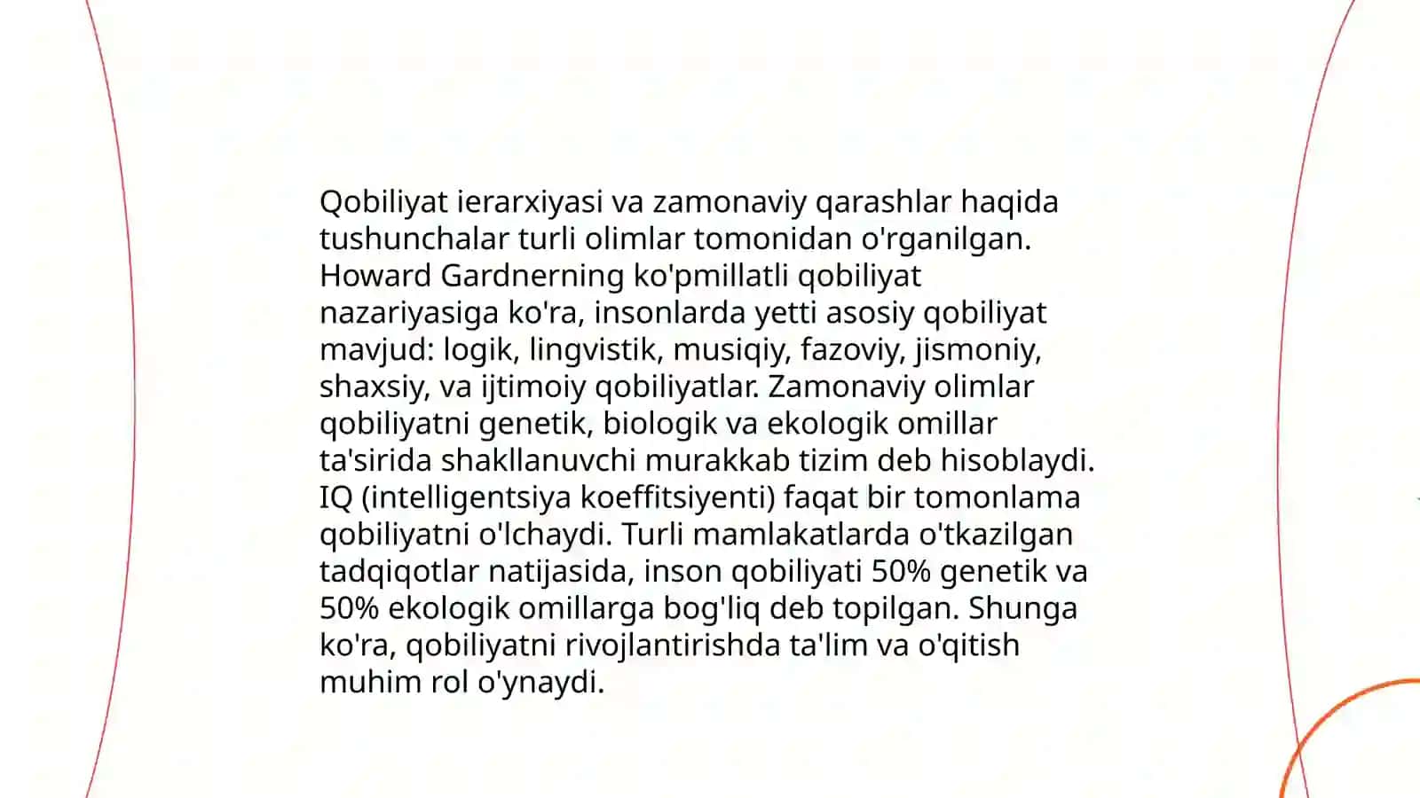 Qobiliyatning tuzilishi.Qobiliyat ierarxiyasi va rivojlanishi haqida mushohadalar. Xorij psixolog olimlarining psixologik qarashlari 4
