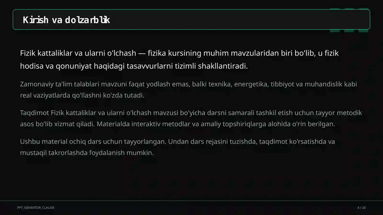 Fizik kattaliklar va ularni o'lchash (6-sinf) 4