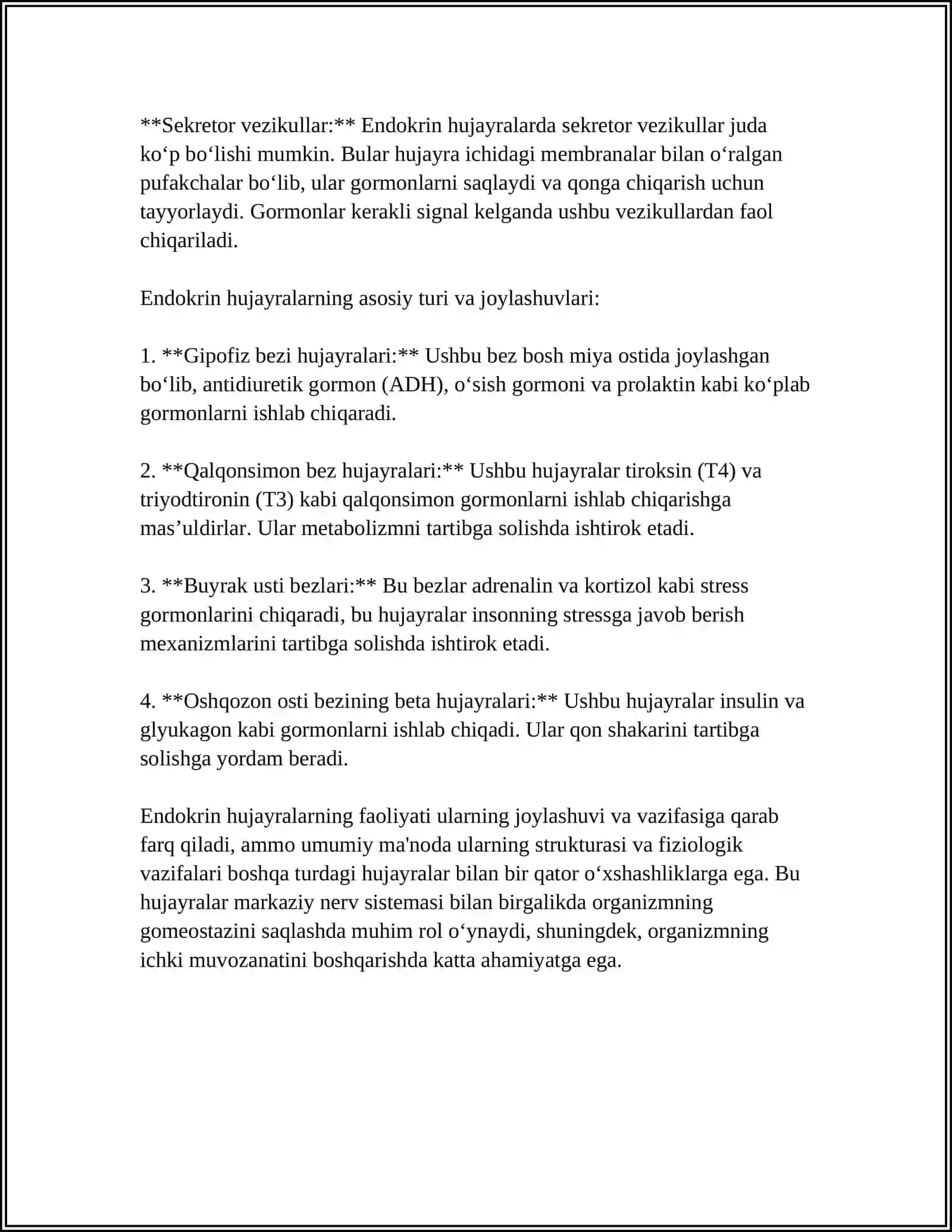 Endokrin hujayralarning strukturası 4