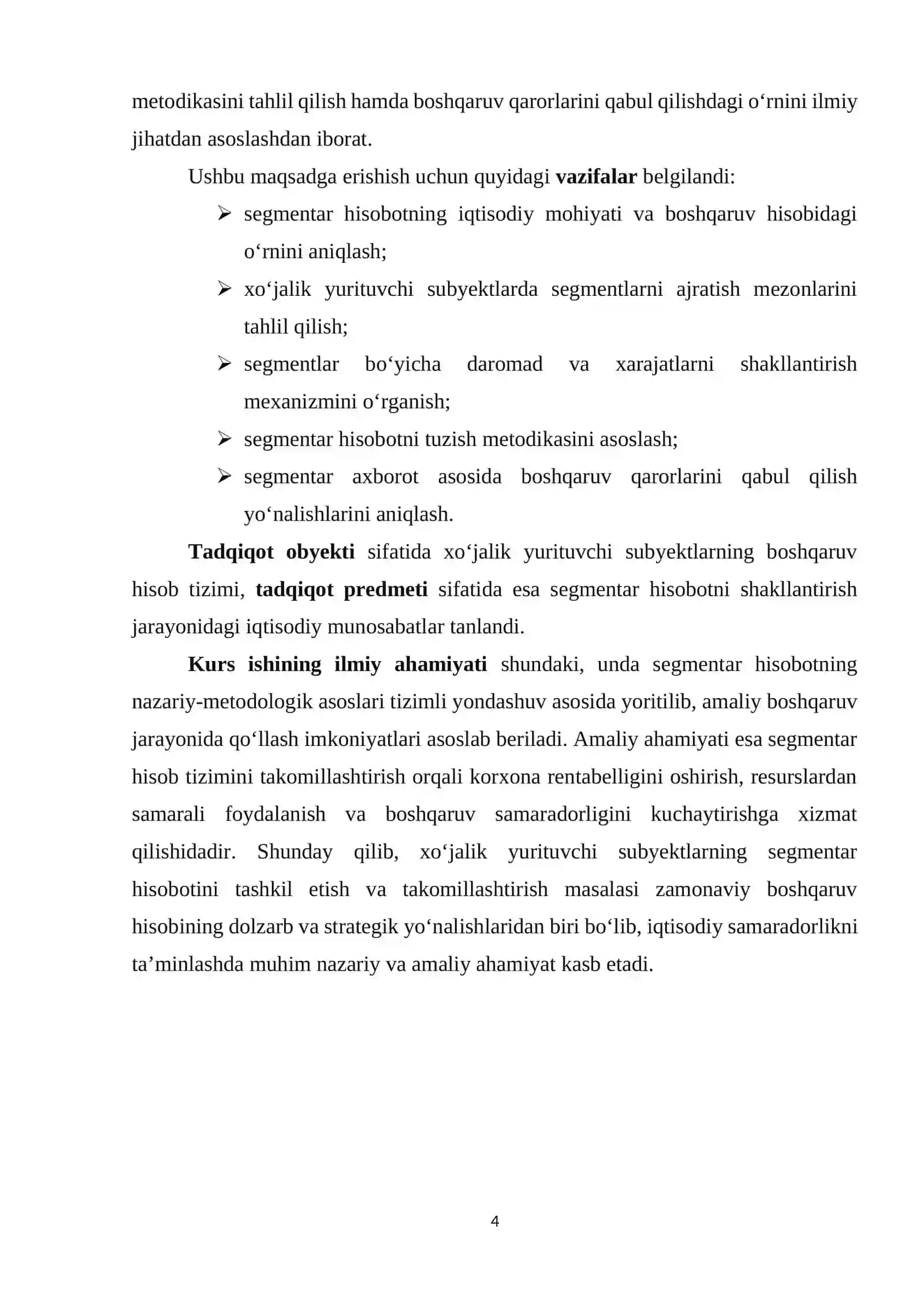 TARMOQLAR IQTISODIYOTI VA BUXGALTERIYASI KAFEDRASI KURS ISHI 4