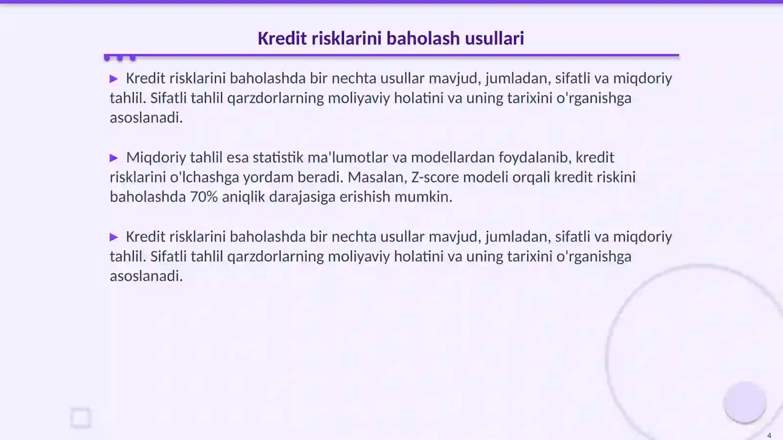 Kredit risklarni tahlil qilish 4