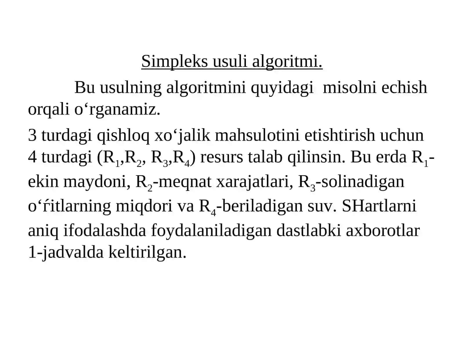 Simpleks usuli chiziqli programmalashtirish 4