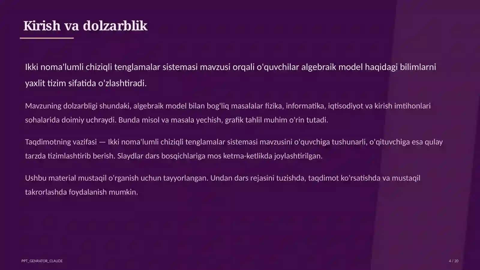 Ikki noma'lumli chiziqli tenglamalar sistemasi (7-sinf) 4