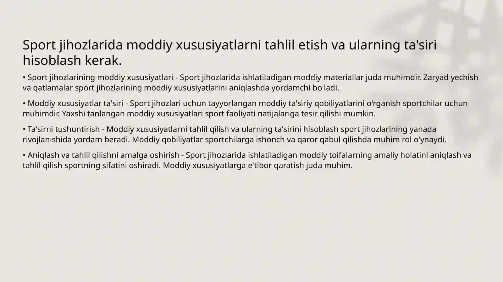Sport jihozlaridagi materialshunoslik 4