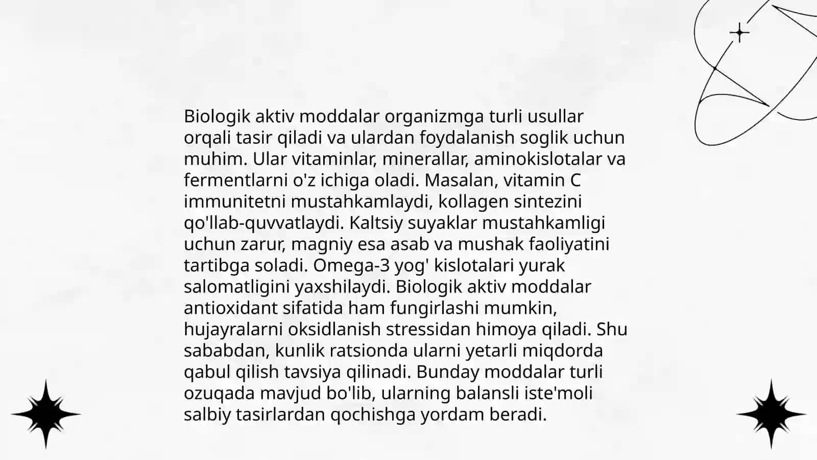Ozuqaviy qo'shimchalar ta'sirini fiziologik baholash 4