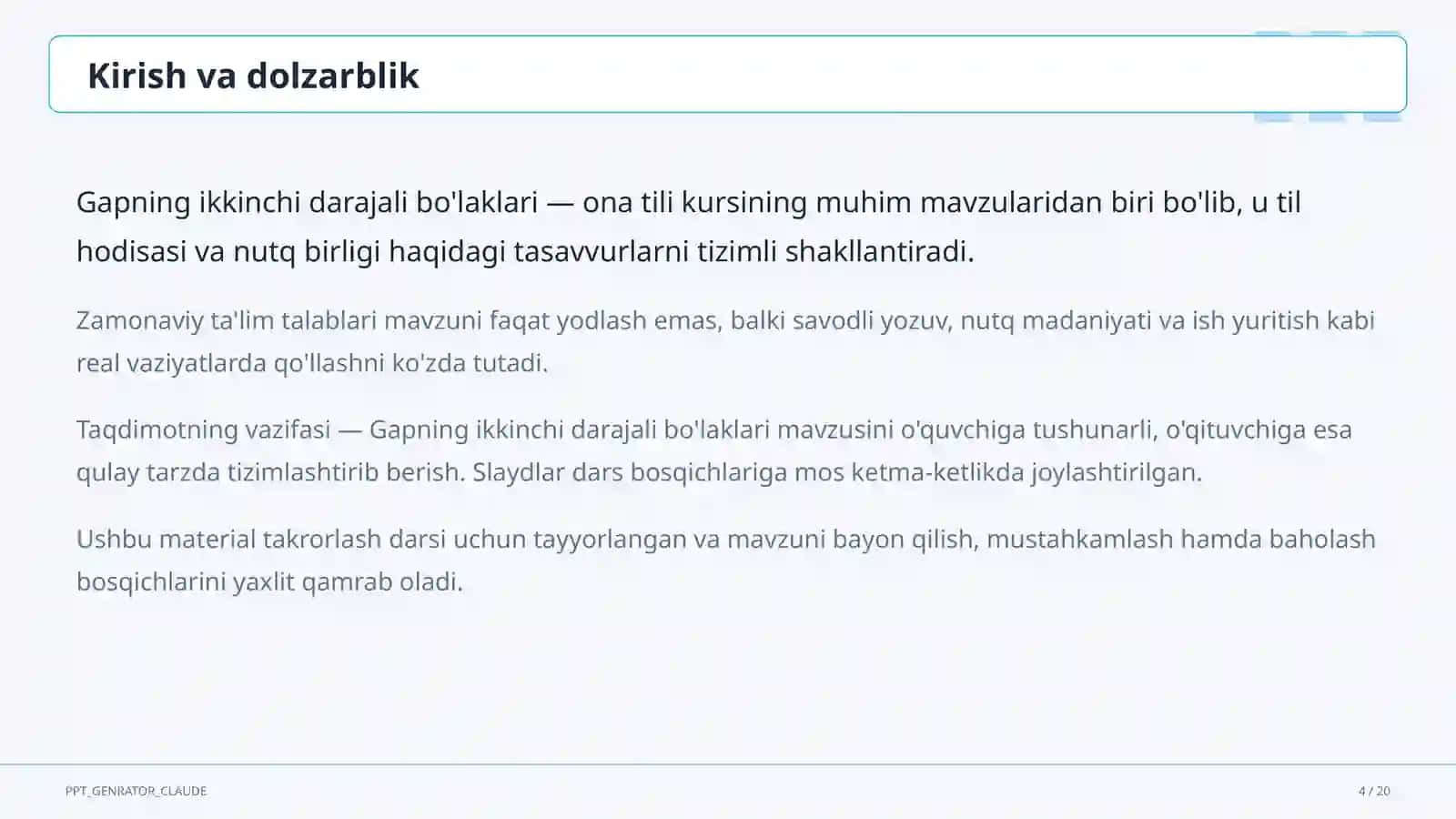Gapning ikkinchi darajali bo'laklari (8-sinf) 4