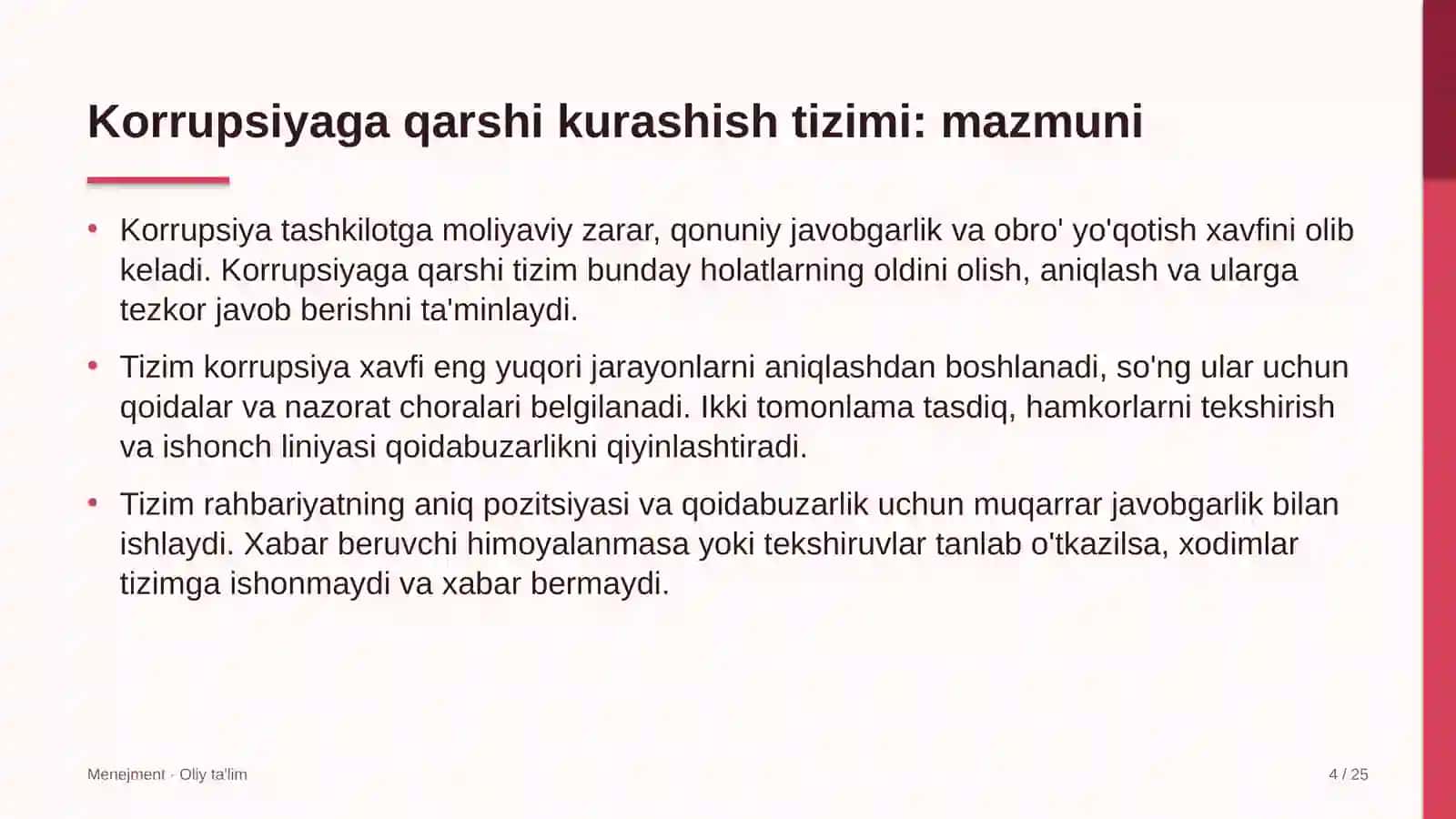 Korrupsiyaga qarshi kurashish tizimi: mohiyati 4