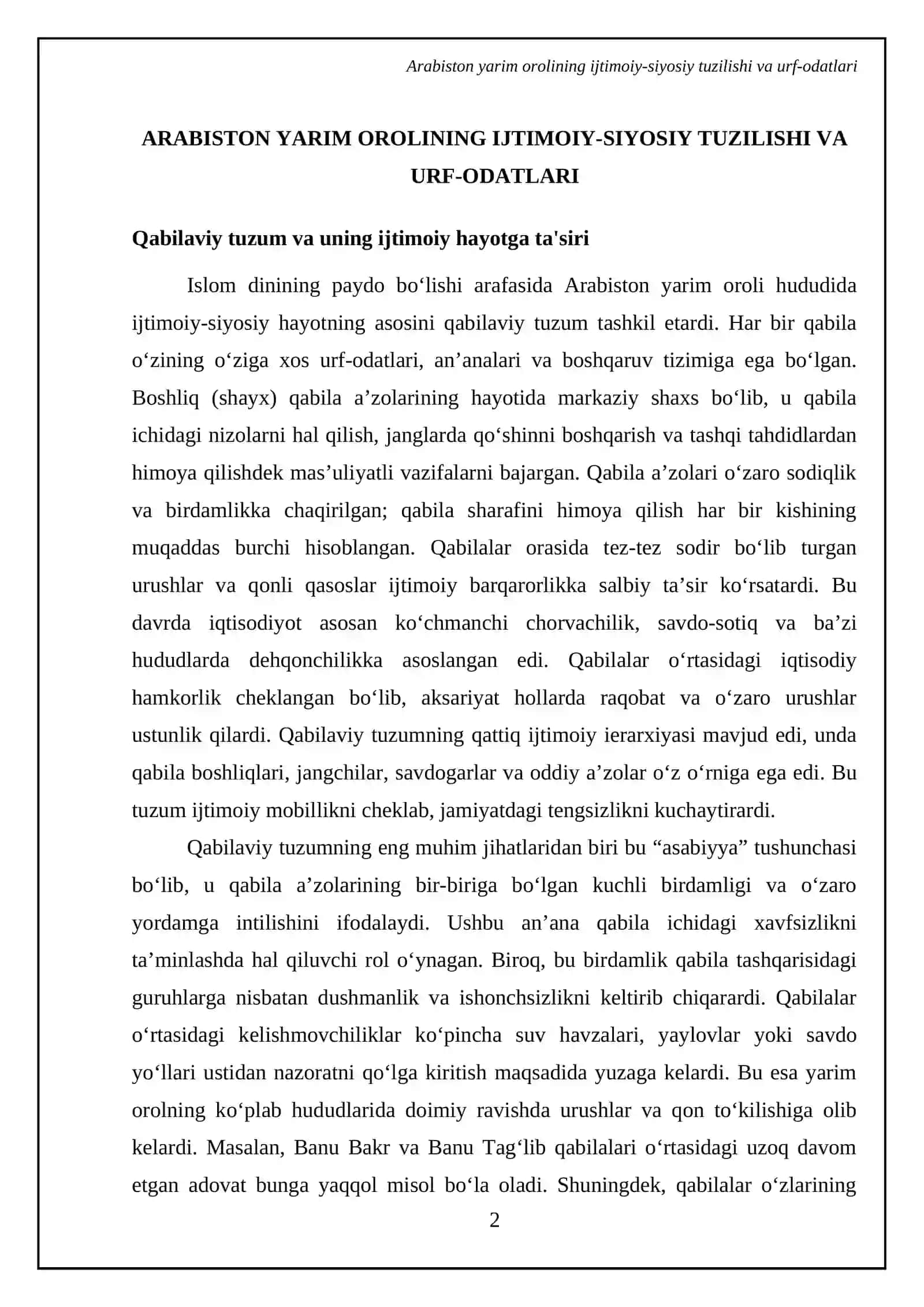 Islom dinining paydodo boʻlishidagi ijtimoiy siyosiy va madaniy sharoitlari 4