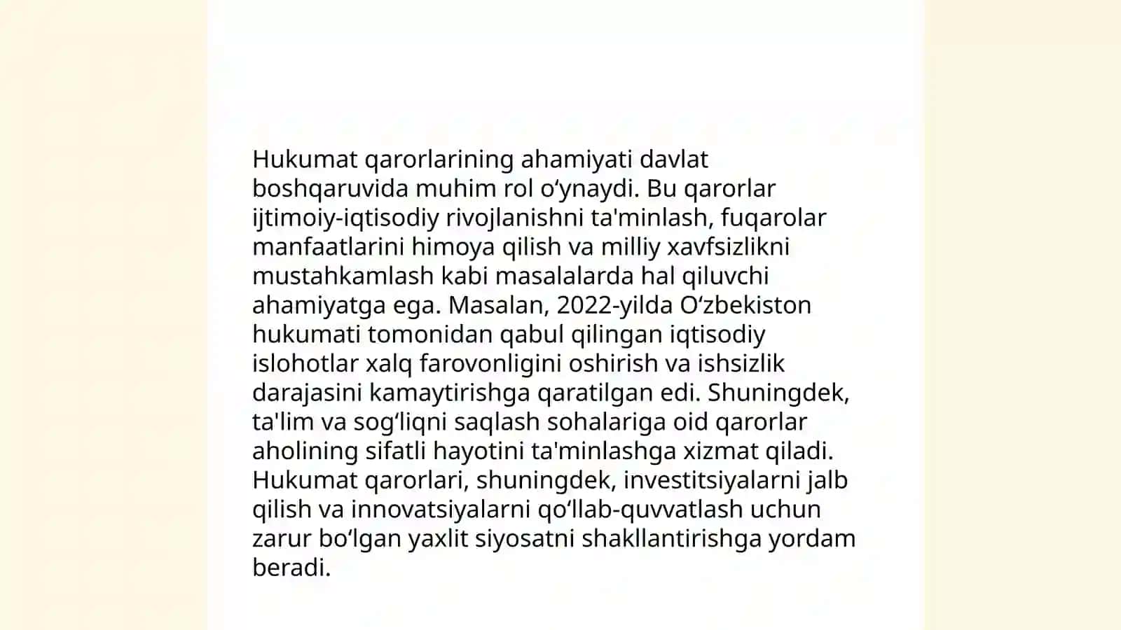 Xalqaro baholash dasturlari doirasida hukumat qarorlarining mazmun va mohiyati 4