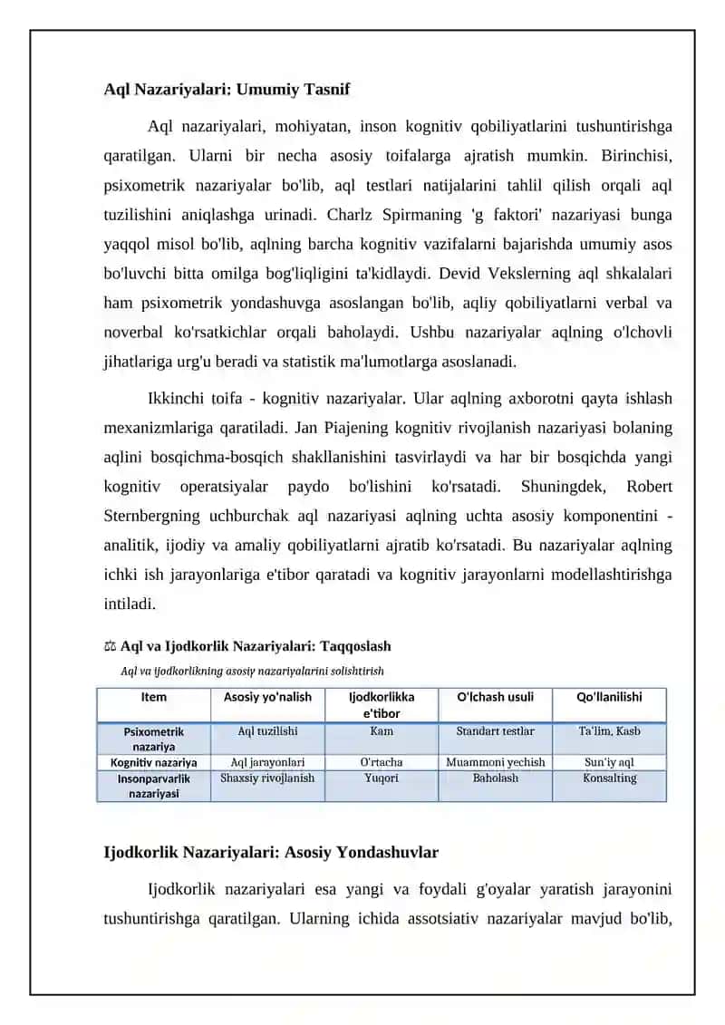 Intellekt va kreativlik nazariyalari 4