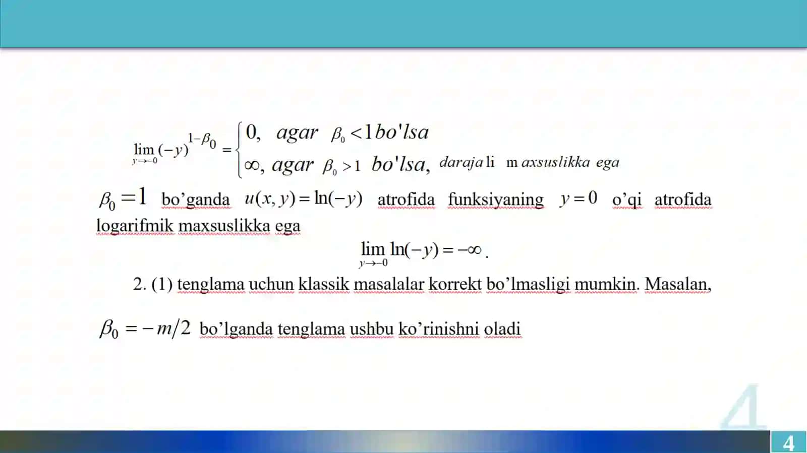 SINGULYAR KOEFFITSIENTLI GELLERSTEDT TENGLAMASI UCHUN KOMBINATSIYALASHGAN LOKAL VA NOLOKAL SHARTLI CHEGARAVIY MASALALAR 4