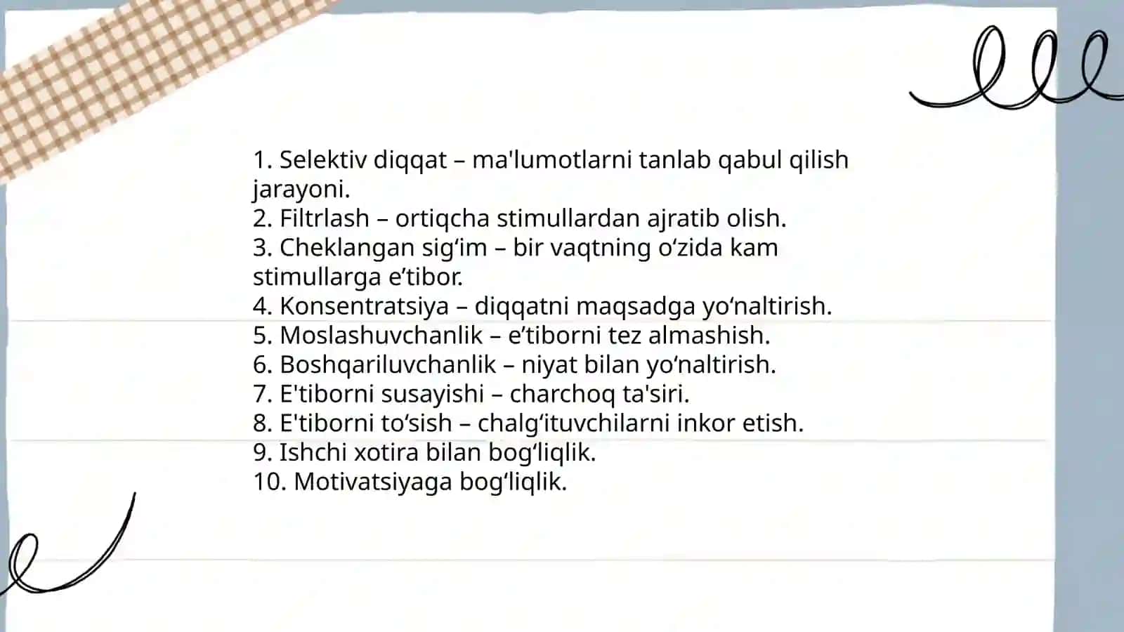Diqqati turlari va uning xususiyatlari 4