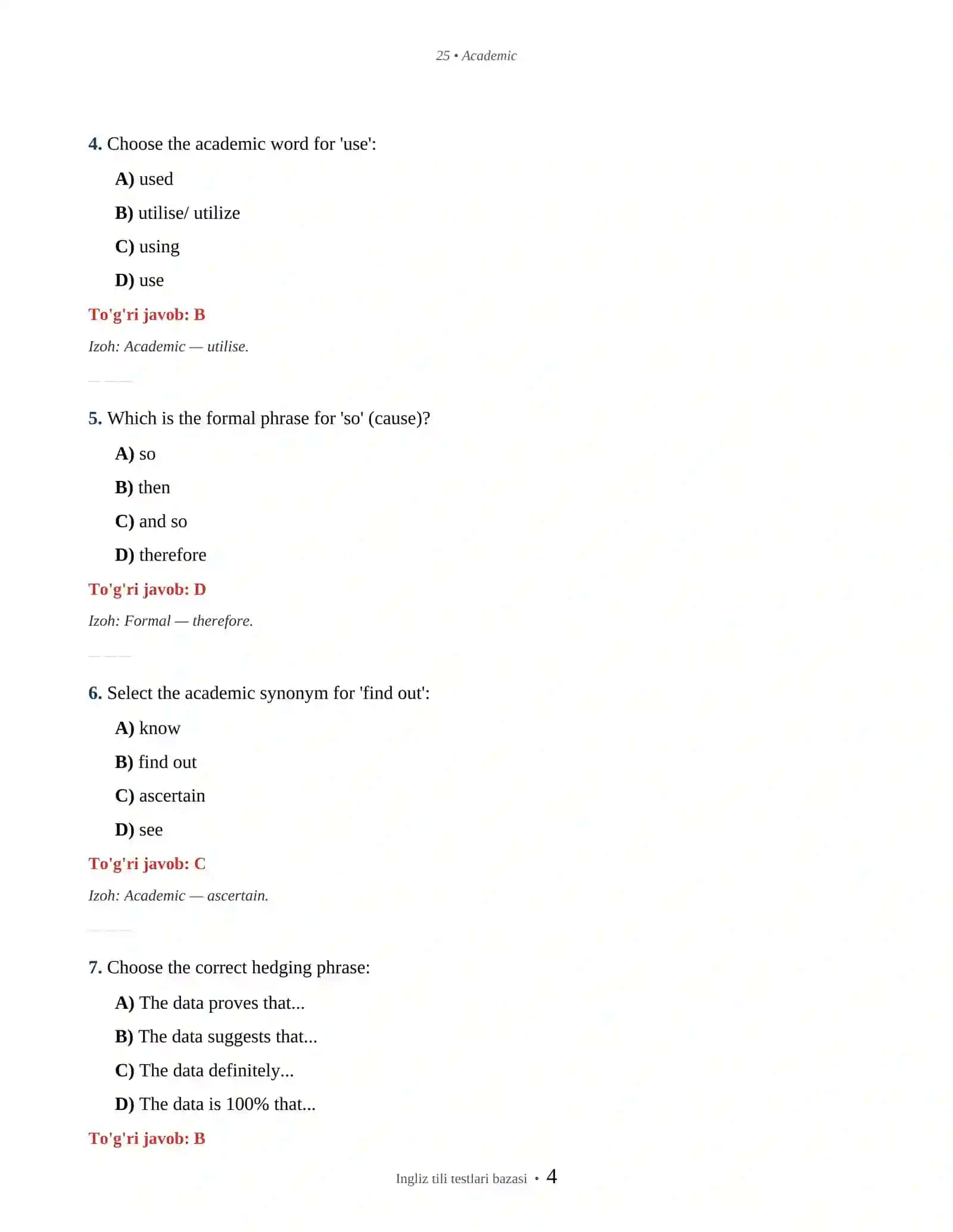 INGLIZ TILI ACADEMIC ENGLISH 4