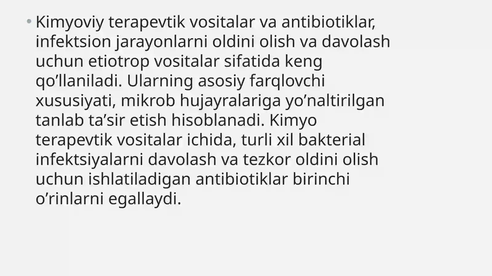 Kimyoterapevtik vositalar. Antibiotiklar 4