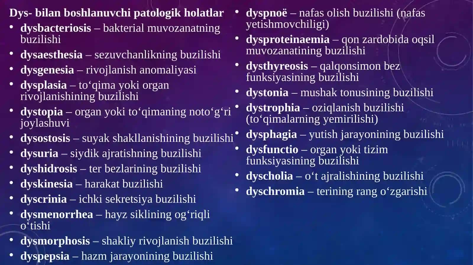 To‘qima, a’zo, ajralma, jins, yoshni ifodalovchiyunon-lotin dubletlari 4