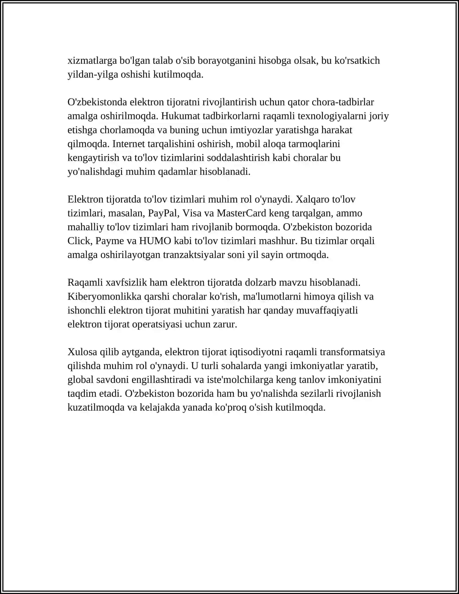 TURIZM KORXONA FAOLIYATINING ELEKTRON BIZNES REJASI 4