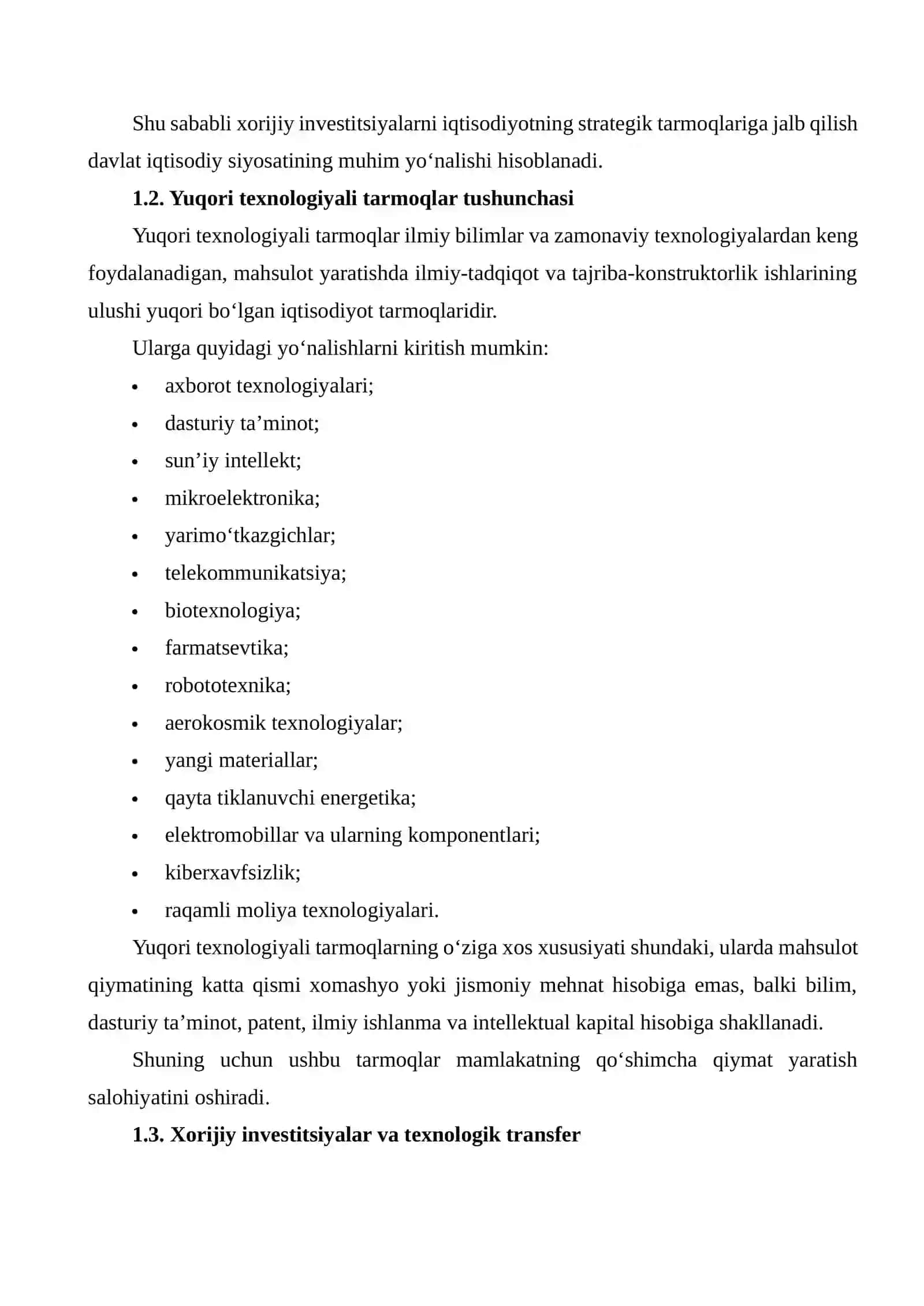 XORIJIY INVESTITSIYALARNI YUQORI TEXNOLOGIYALI TARMOQLARGA JALB QILISH STRATEGIYALARI 4