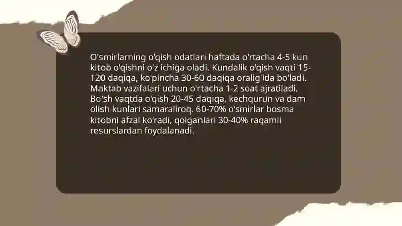 O'smirlarning kitobxon sifatidagi xususiyatlari 4