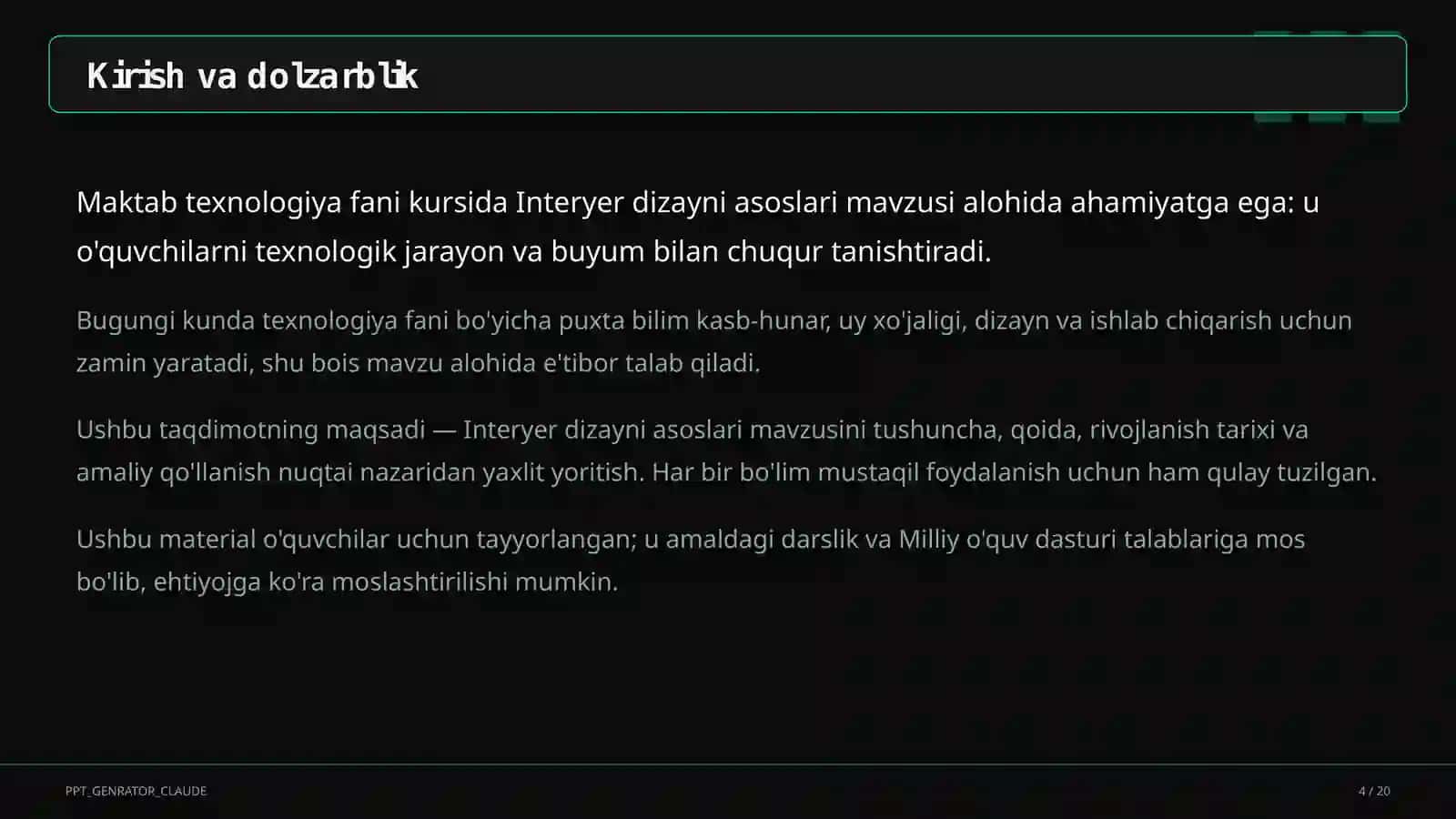 Interyer dizayni asoslari (8-sinf) 4