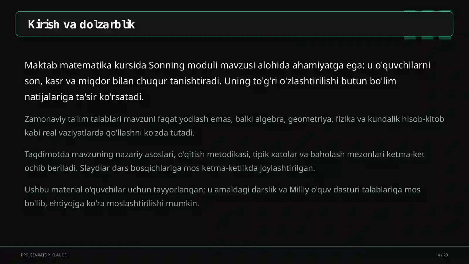 Sonning moduli (6-sinf) 4