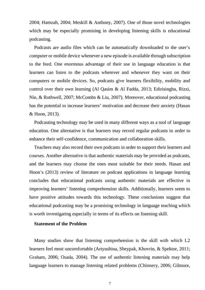 EFL LEARNERS' PERCEPTIONS OF EDUCATIONAL PODCASTING 4