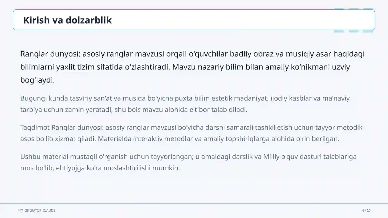 Ranglar dunyosi: asosiy ranglar (1-sinf) 4