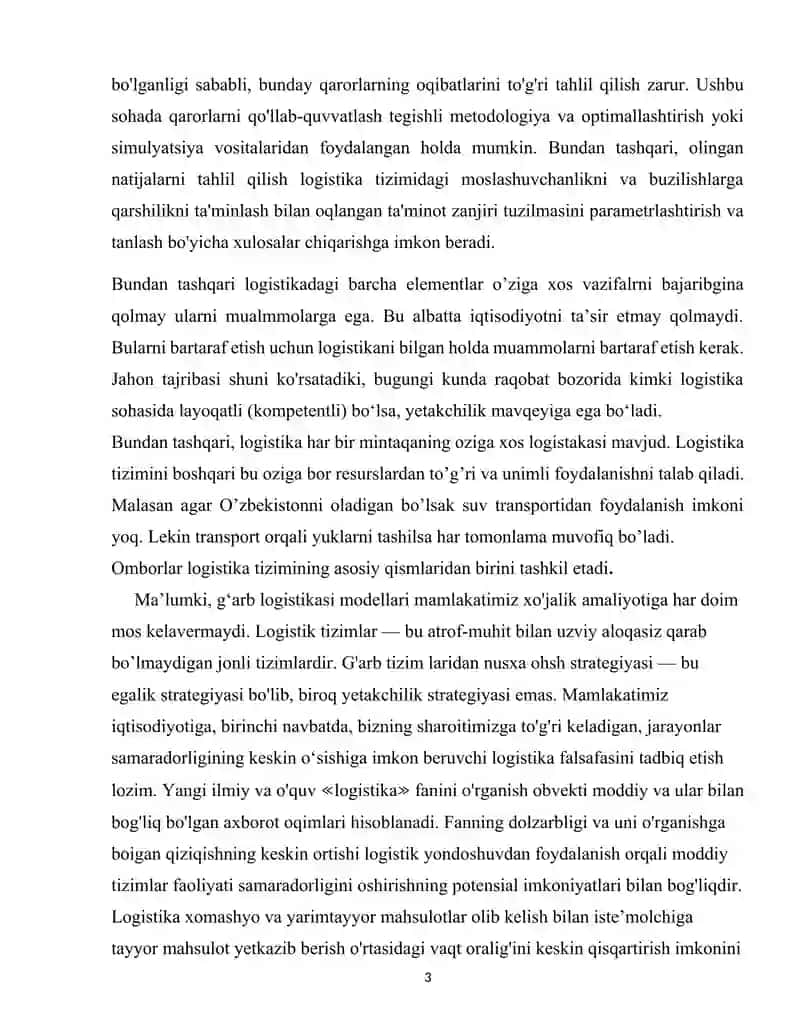 KURS ISHI::: MAVZU: Taqsimlash tizimida ombor xo'jaligini rivojlantirishning dolzarb muammolari va istiqbollari 4