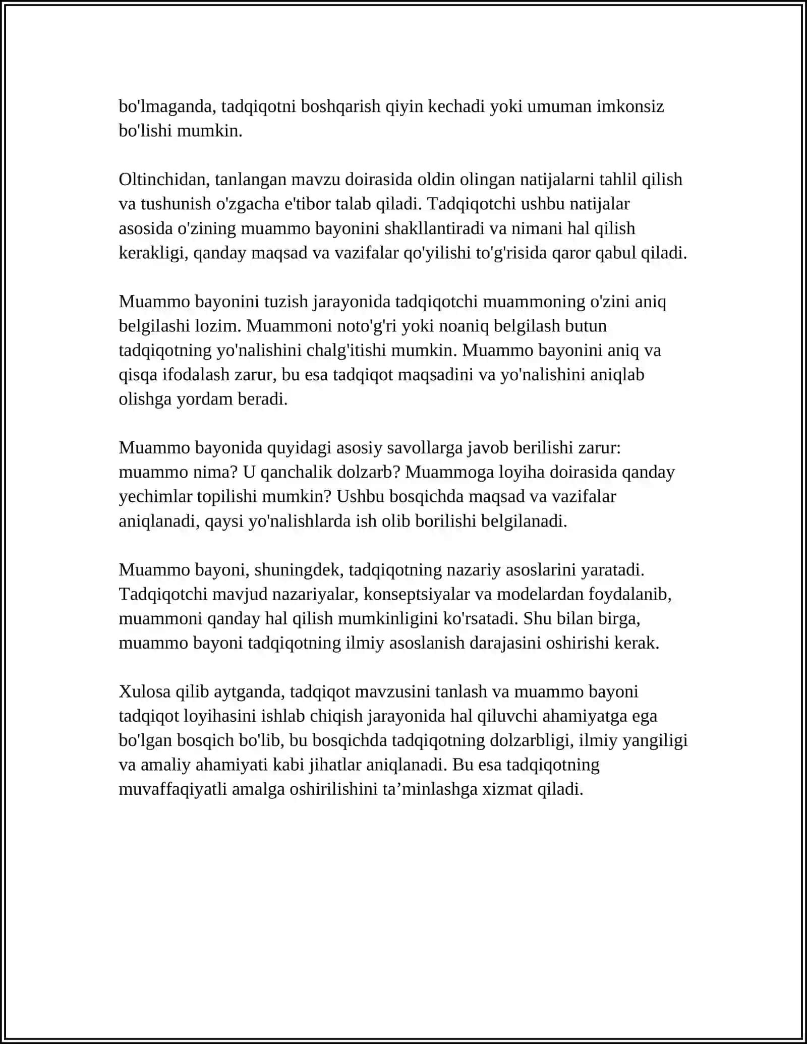 TADQIQOT LOYIHASINI ISHLAB CHIQISH VA BAJARISH: BOSQICHLARI VA TALABLARI 4