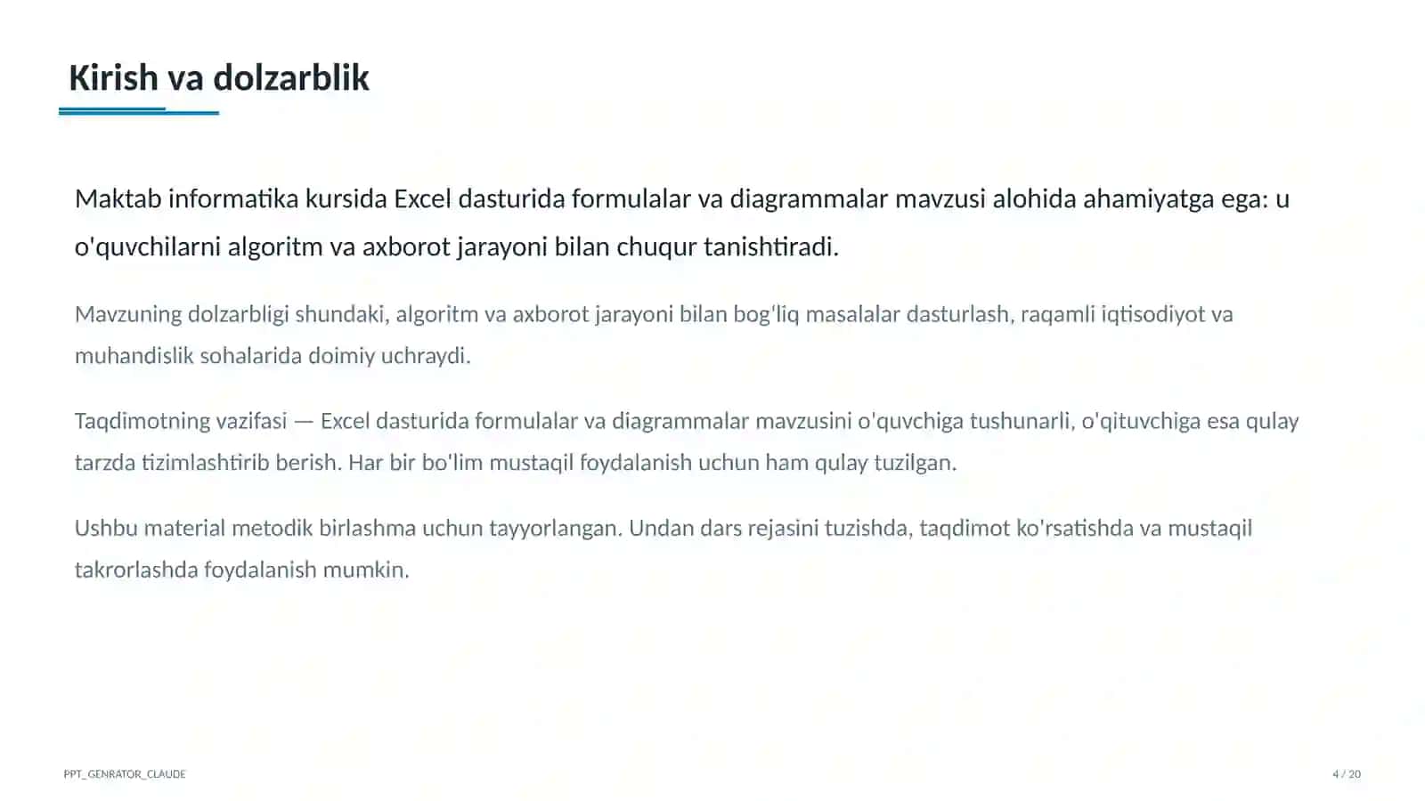 Excel dasturida formulalar va diagrammalar (7-sinf) 4