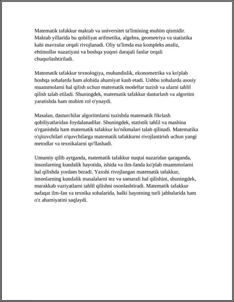 O'QUVCHILARINING MATEMATIK TAFAKKURINI RIVOJLANTIRISH JARAYONIDA MASALALARNING AHAMIYATI 4