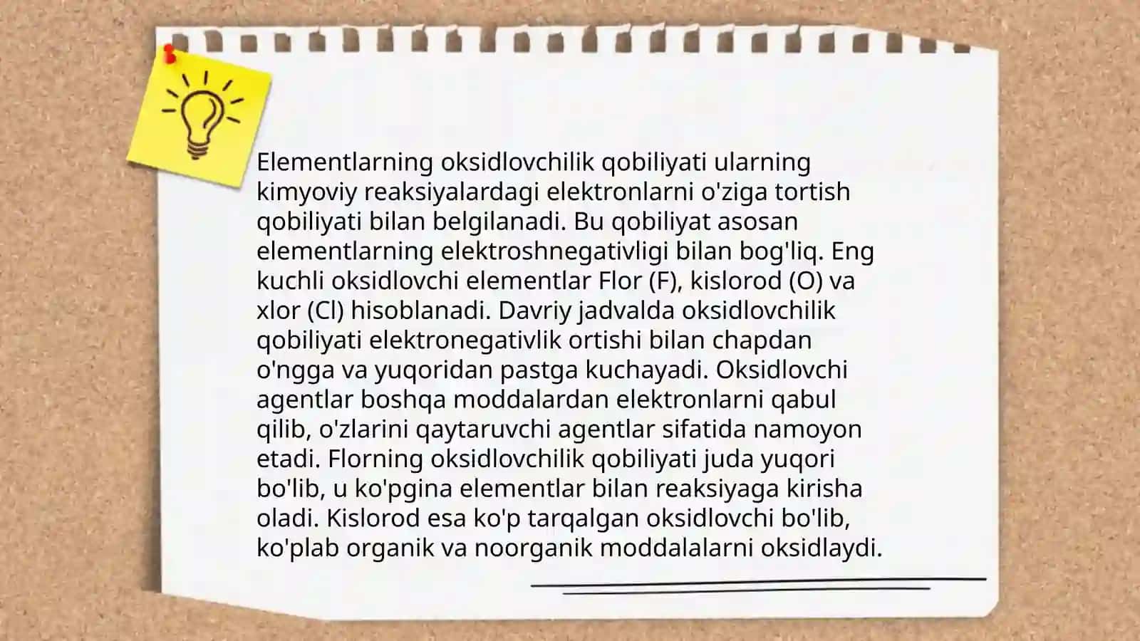 Elementlarning davriy jadvaldagi o'rniga ko'ra oksidlovchilik-qaytaruvchilik xossasini o'zgarishi 4