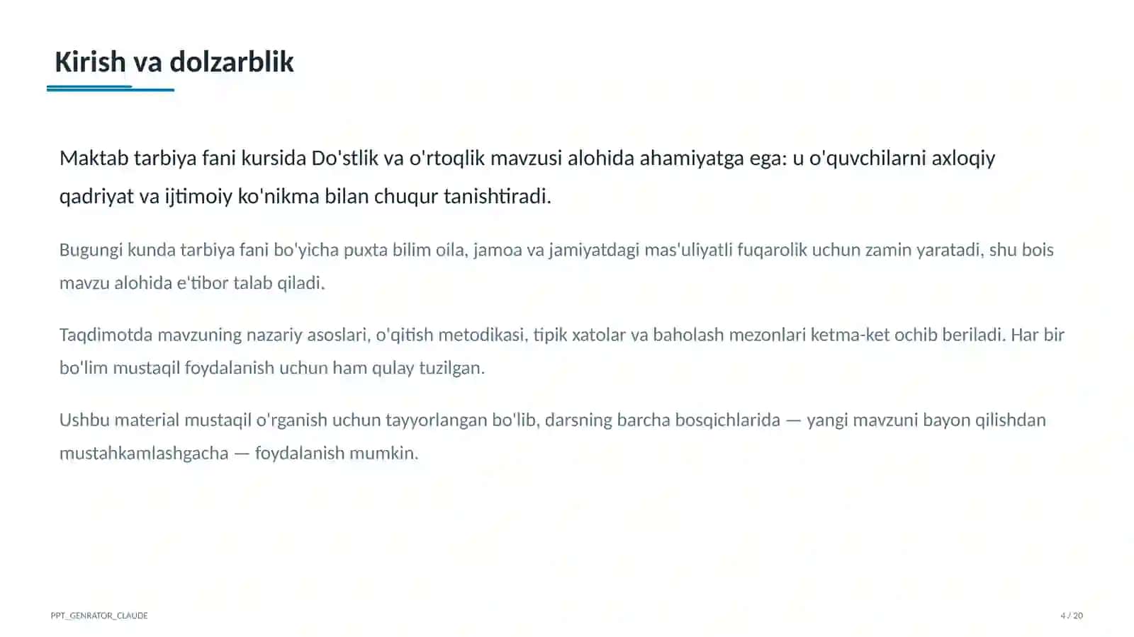 Do'stlik va o'rtoqlik (2-sinf) 4