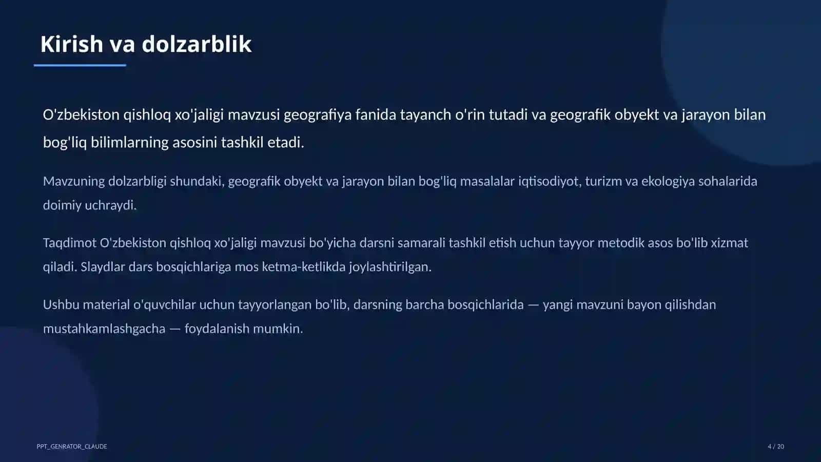 O'zbekiston qishloq xo'jaligi (9-sinf) 4