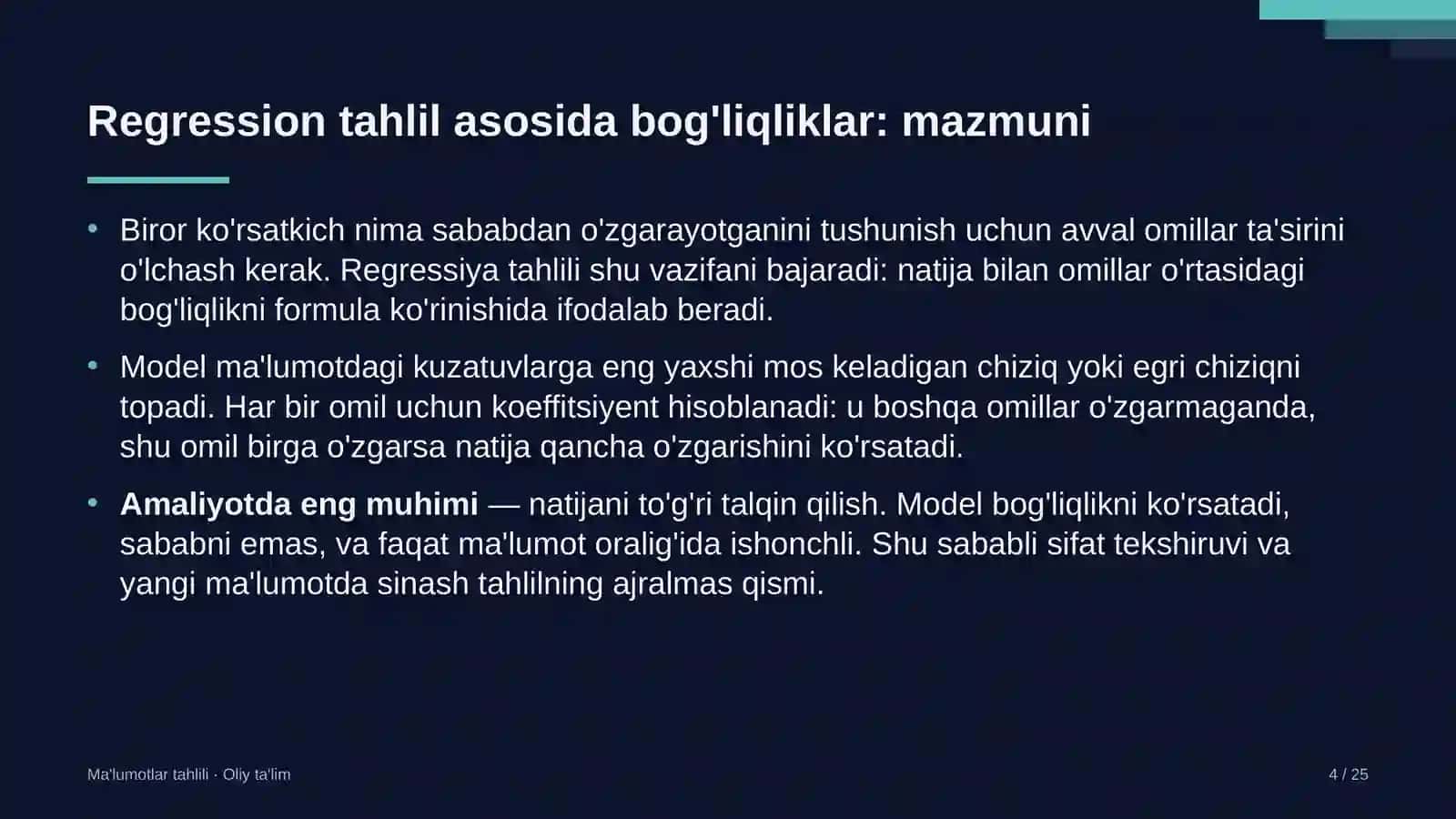 yuridik firmalarda regression tahlil asosida bog'liqliklarni aniqlash 8238 4