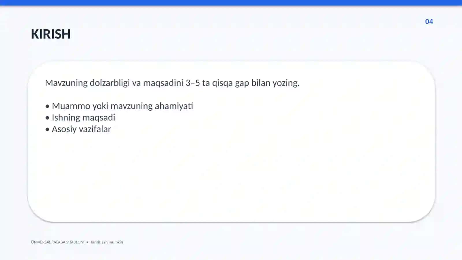 Universal talaba prezentatsiya shabloni - 10  ta slayd 4
