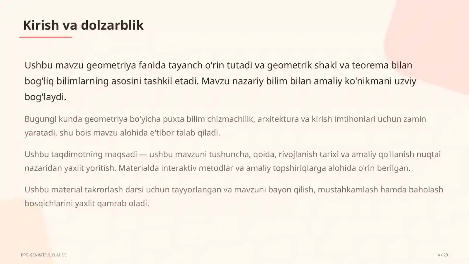 Fazoda to'g'ri chiziq va tekisliklarning parallelligi (10-sinf) 4
