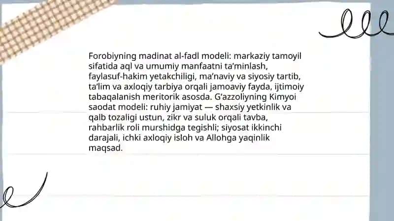 Abu Nasr Forobiy va Gʻazzoliyning falsafa ilmiga oid qarashlarini qiyosiy tahlil etish 4