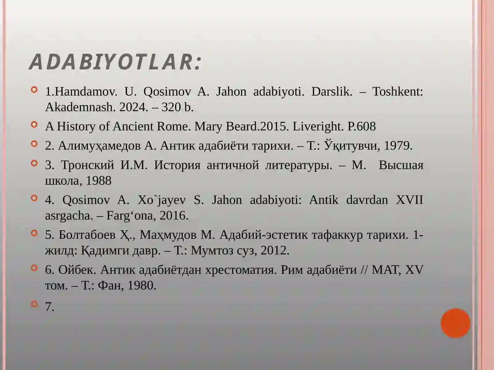 Qadimgi Rim adabiyotining taraqqiyot bosqichlari 4