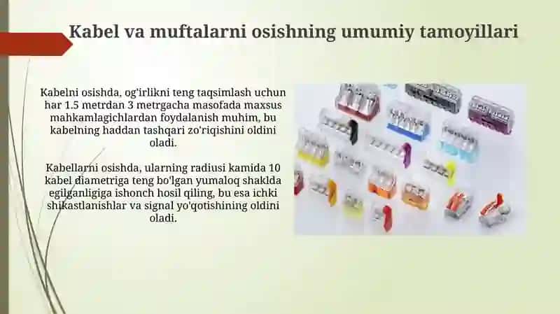 Kabellarni va muftalarni osish va maxkamlash muftalarni ochish kabelini kesish 4