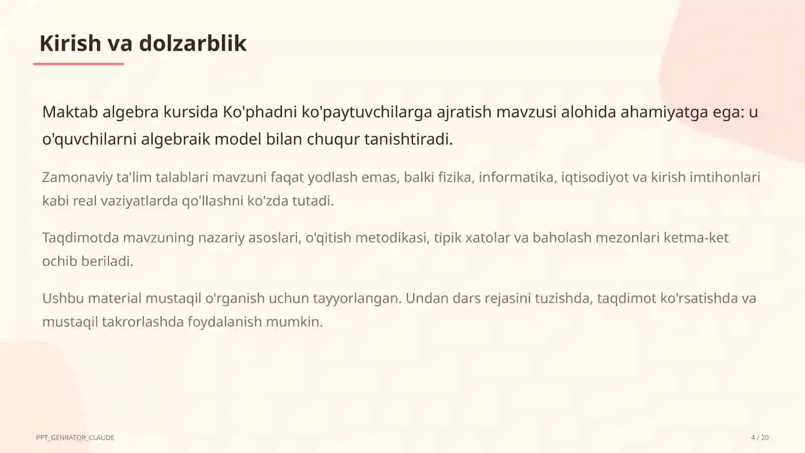Ko'phadni ko'paytuvchilarga ajratish (7-sinf) 4
