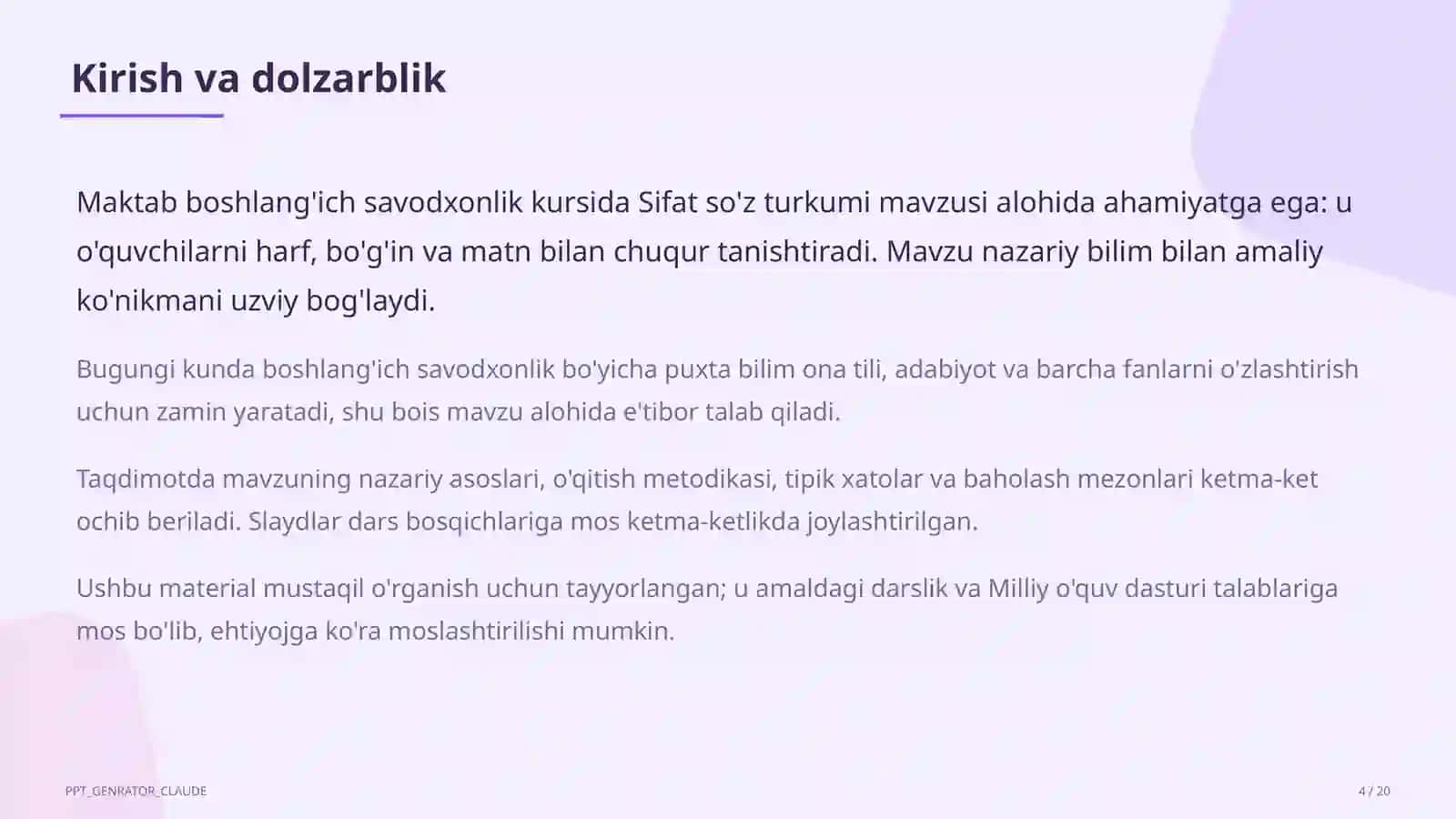 Sifat so'z turkumi (3-sinf) 4