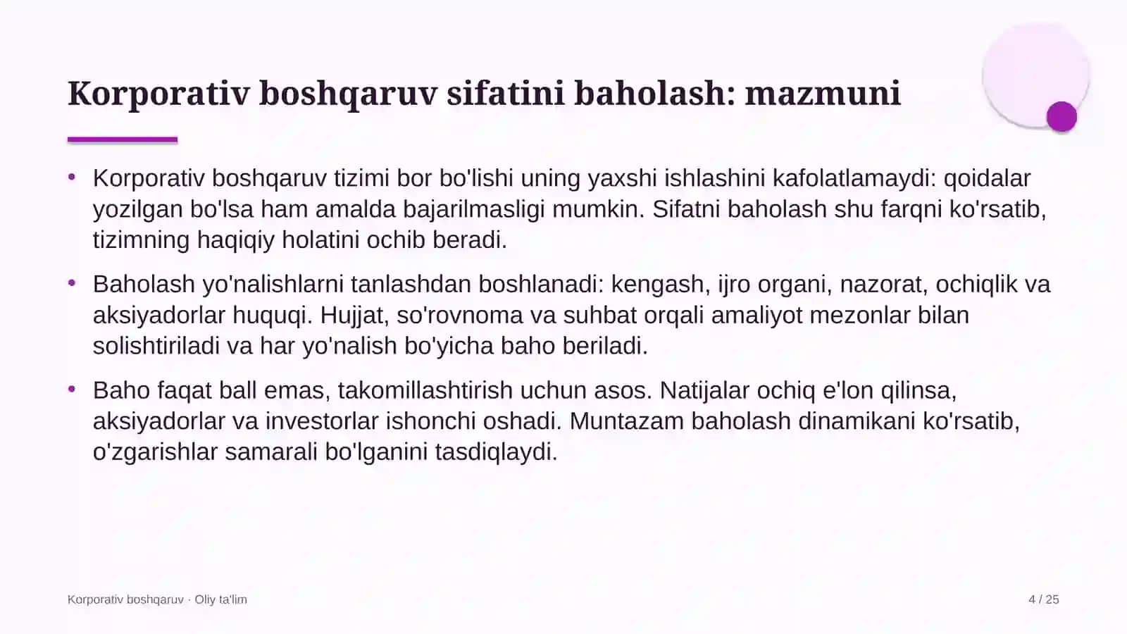 Kredit uyushmalarida korporativ boshqaruv sifatini baholash 4