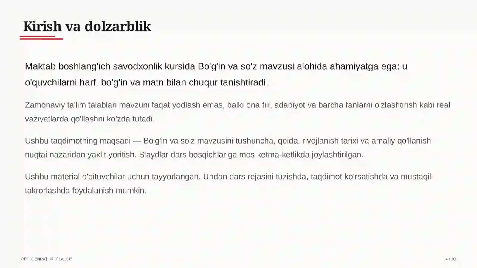 Bo'g'in va so'z (1-sinf) 4