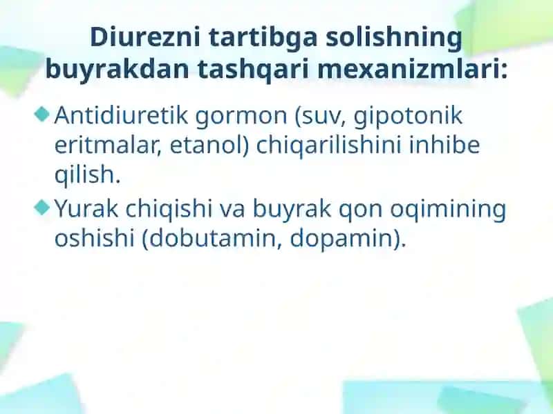 DIURETIK DORI VOSITALARINING KLINIK FARMAKOLOGIYASI 4